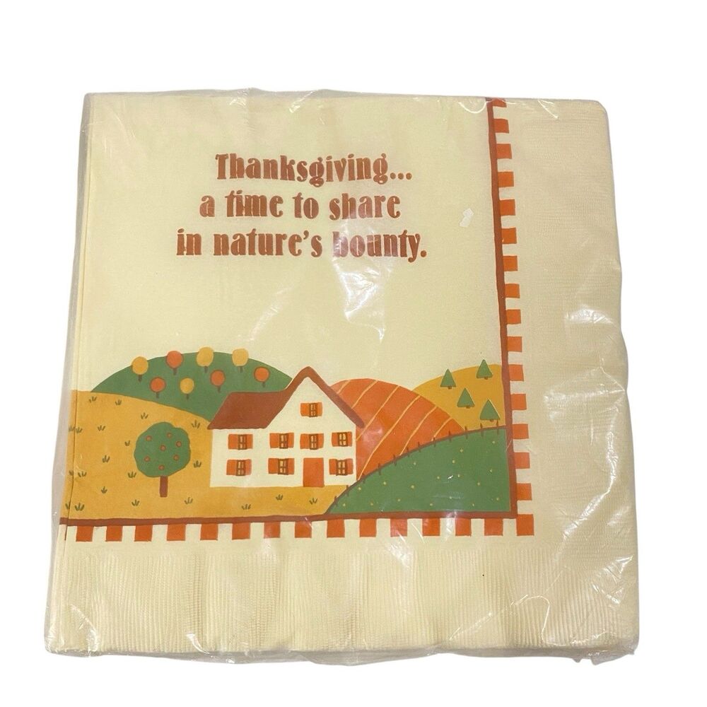 NEW Vtg 8.5"x8.5" Large PAPER Hallmark  16 Napkins  Autumn Thanksgiving NIP usa